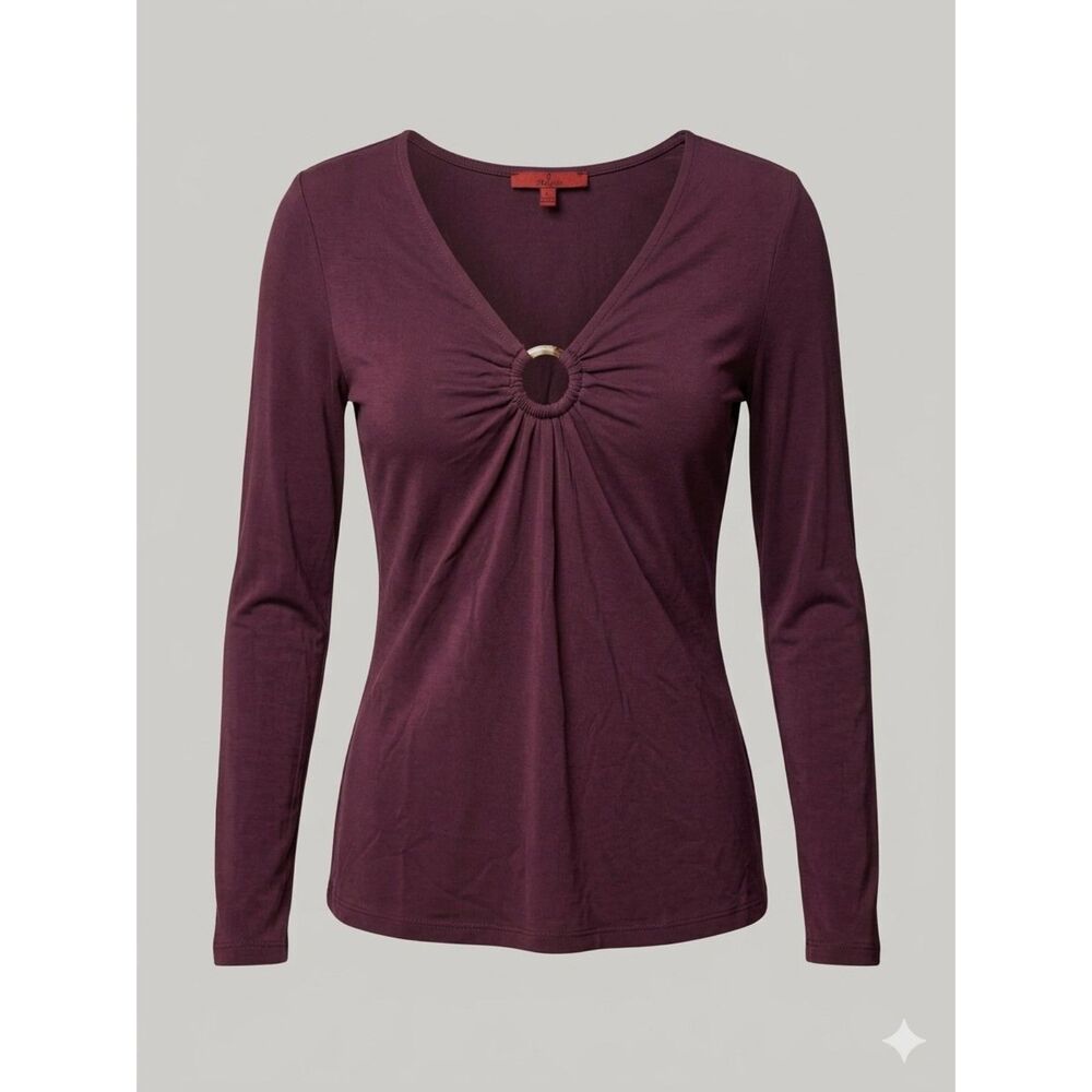 Red by BKE Burgundy Plum O Ring Ruched Long Sleeve Top L DarkWitchyRomantic Boho